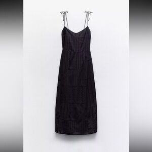 Zara Elegant Navy Spaghetti Strap Dress